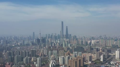 Shanghai City Aerial, China Horizon