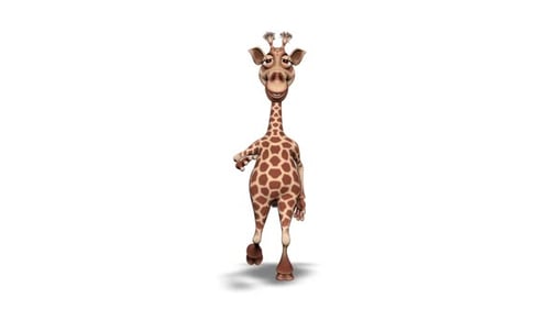 Cartoon 3D Giraffe Walk 2 Loops on White