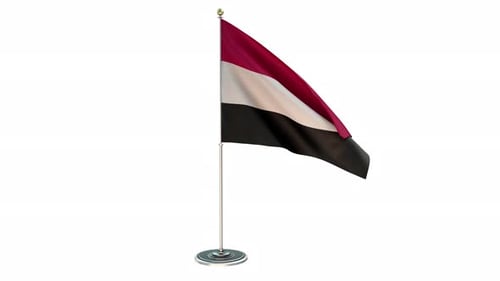 Realistic Yemen Flag Waving Animation on a White Background