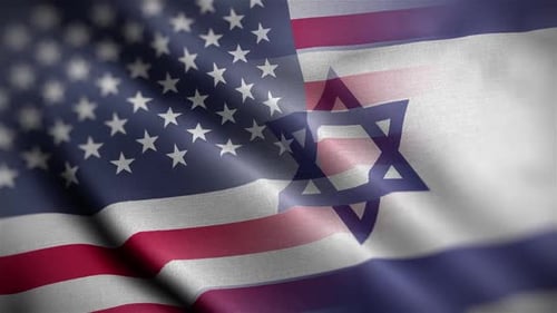 United States And Israel Flags Waving Seamless Loop