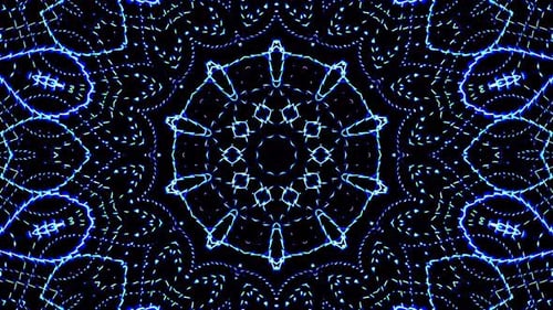 Blue Glowing Geometric Kaleidoscope Abstract Background