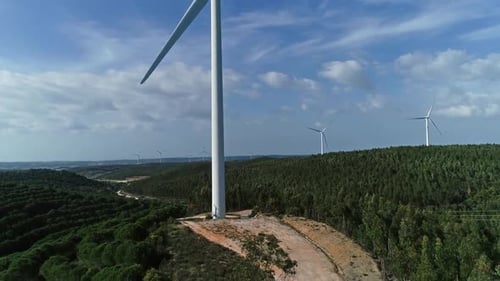 Aerial of Windmills or Wind Turbine on Wind Farm
