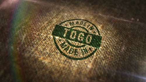 Made in Togo sign stamp on linen sack loop