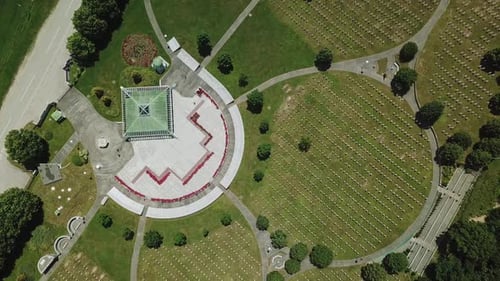 Flying Above The Graves Of Murdered Men And Young Boys In Potocari, Srebrenica 4K - V3