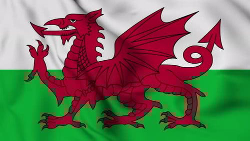 Waving Welsh Flag with Red Dragon Animation