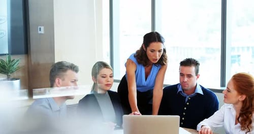 Business Team Meeting in Modern Office Discussing Project