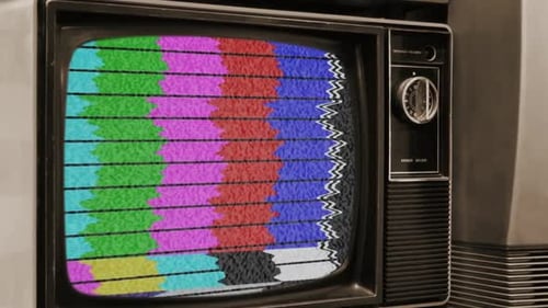 Retro Television Displaying Static and Test Patterns