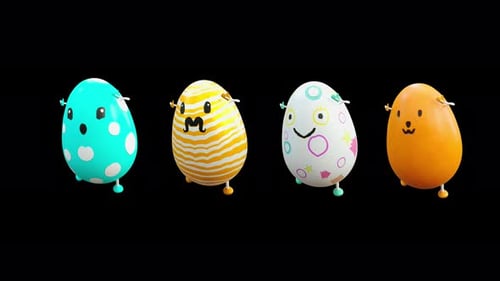 Funny Easter Egg Characters Walking Animation