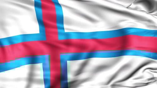 Faroe Islands Flag Waving in Realistic Wind Animation