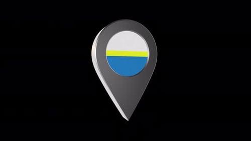 3D Spinning Location Pin Icon with Flag Animation