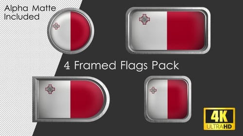 Animated Malta Flag Buttons and Badges Pack 4K