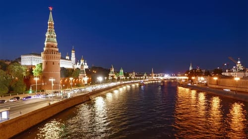 Night Time Lapse of Moscow Kremlin