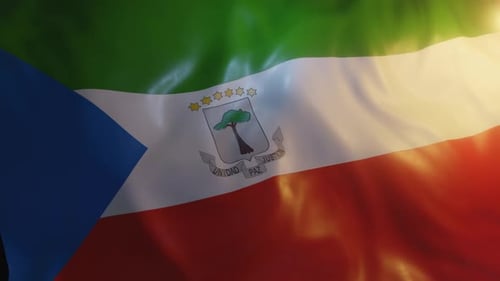 Equatorial Guinea Flag Waving with Sunlight Loop Animation