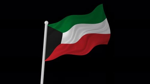 Realistic Waving Kuwait Flag Seamless Loop