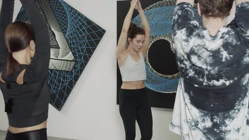 Yoga Class with Geometric Art