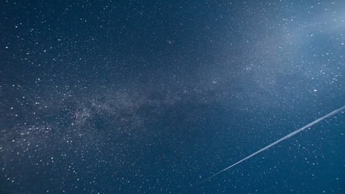 Time lapse. Milky way in the night starry sky.