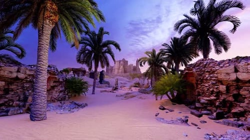 Stone walls and fortress in the desert