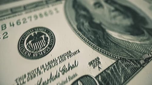 Close-up View of US Hundred Dollar Banknote Details