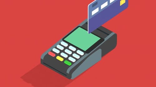Card payment concept. A card is inserted into the reader. Entering PIN number.