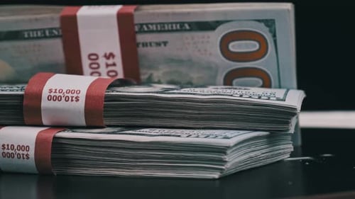 Stacks of United States Hundred Dollar Bills