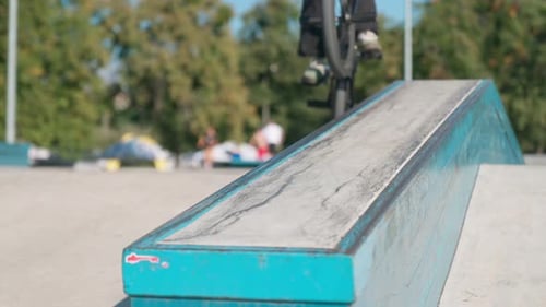 Bike Trick on Ramp at Skate Park
