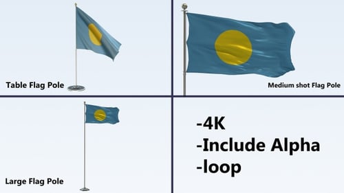 Palau Flaggenmast-Set mit 4K-Schlaufen