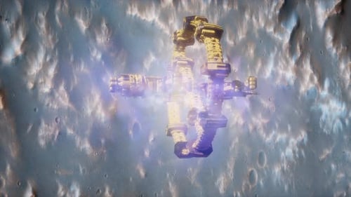 Vaisseau spatial Surveyor au-dessus de Mars