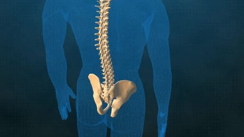 3D Animation of Human Spine and Pelvis with Glowing Highlight