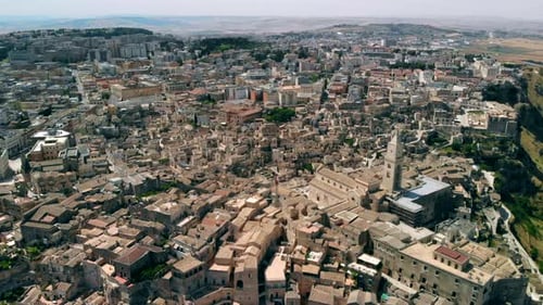 Panoramic View of Ancient Town of Matera in Sanny Day, Basilicata, Southern Italy