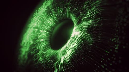 Futuristic Digital Green Eye Particle System
