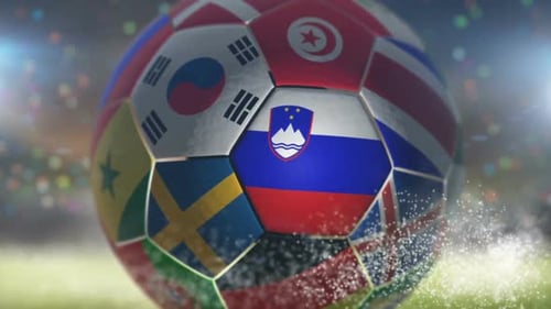 Animated Global Soccer Ball with National Flags Reveal