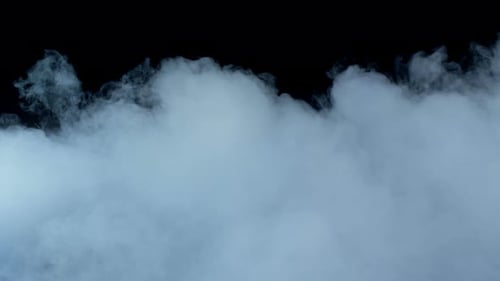 Abstract Blue and White Smoke on Black Background
