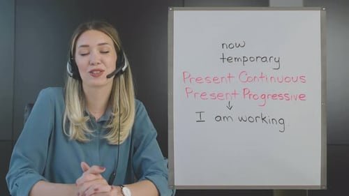 Woman Teaching English Grammar in Online Lesson