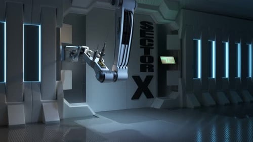 Space station maintenance done by robotic arm with multitool function. 4K HD