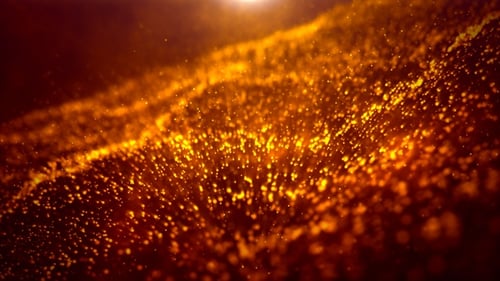 Glittering Golden Particle Wave Flow Background Seamless Loop V2