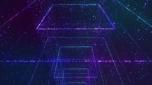 Futuristic Glowing Particle Hexagon Tunnel Loop Background