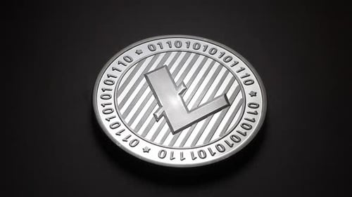 Silver Litecoin Cryptocurrency Coin Close Up
