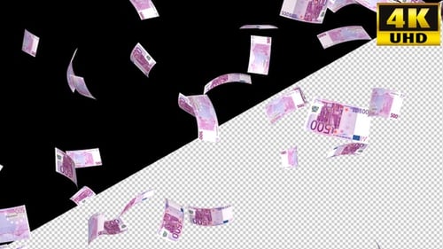 Falling Money Euro On Alpha Channel Loops V3