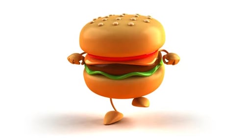 3D Animated Hamburger Character Walking Loop