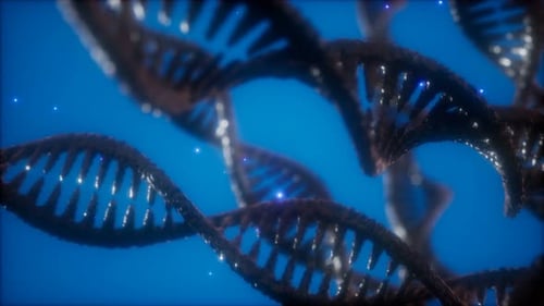 Animated DNA Double Helix Strands Loop Background