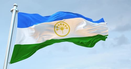 Realistic Bashkortostan Flag Waving Seamless Loop