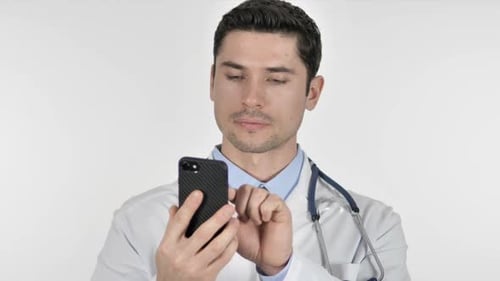 Doctor Scrolling on Smartphone