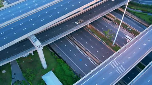 4K : Aerial Hyperlapse drone view of highway multi-level junction road.