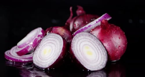 Slices of Red Onion Are in the Water.