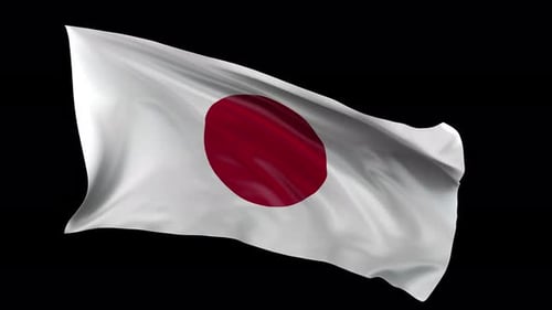 Waving Japanese Flag Realistic Animation