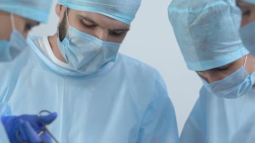 Surgeons Operating in Clinic, Transplant Surgery, Hospital Specialists, Teamwork