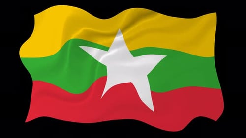 Animated Waving Flag of Myanmar Loop