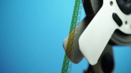 Viewing Old Film Reels Close Distance.