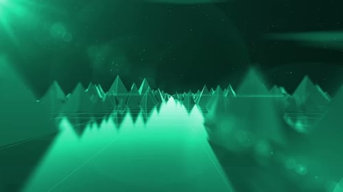 Green Abstract Geometric Pyramid Digital Landscape Loop