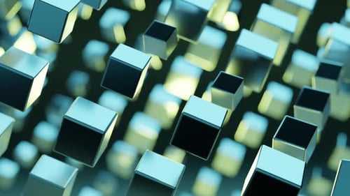 Animated Glowing Geometric Cubes Digital Background